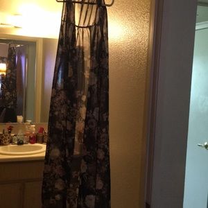 Long Navy blue flowered kimono